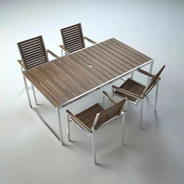 dining Wooden table-outdoor 3D model