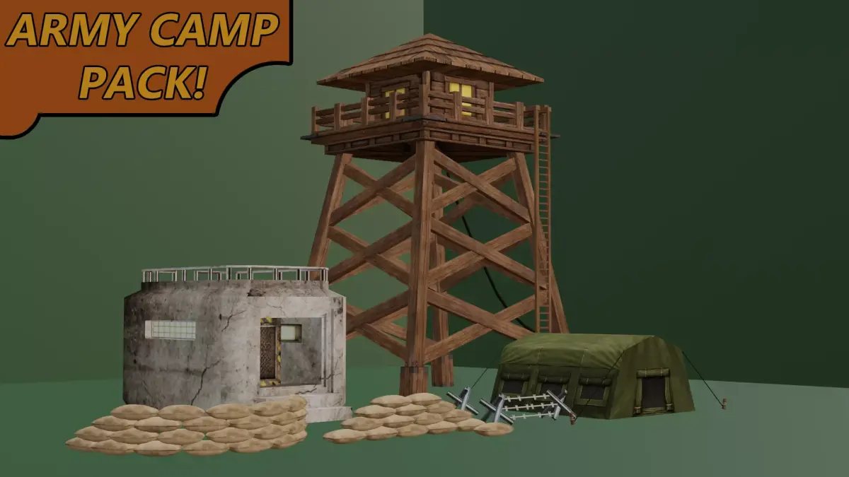 Low Poly Military Camp Pack Low-poly 3D model