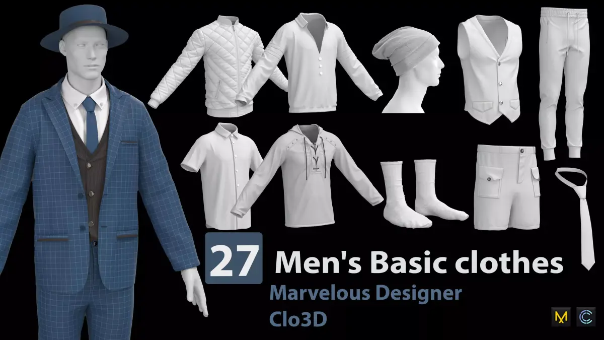 27  Men basic clothes 3D model