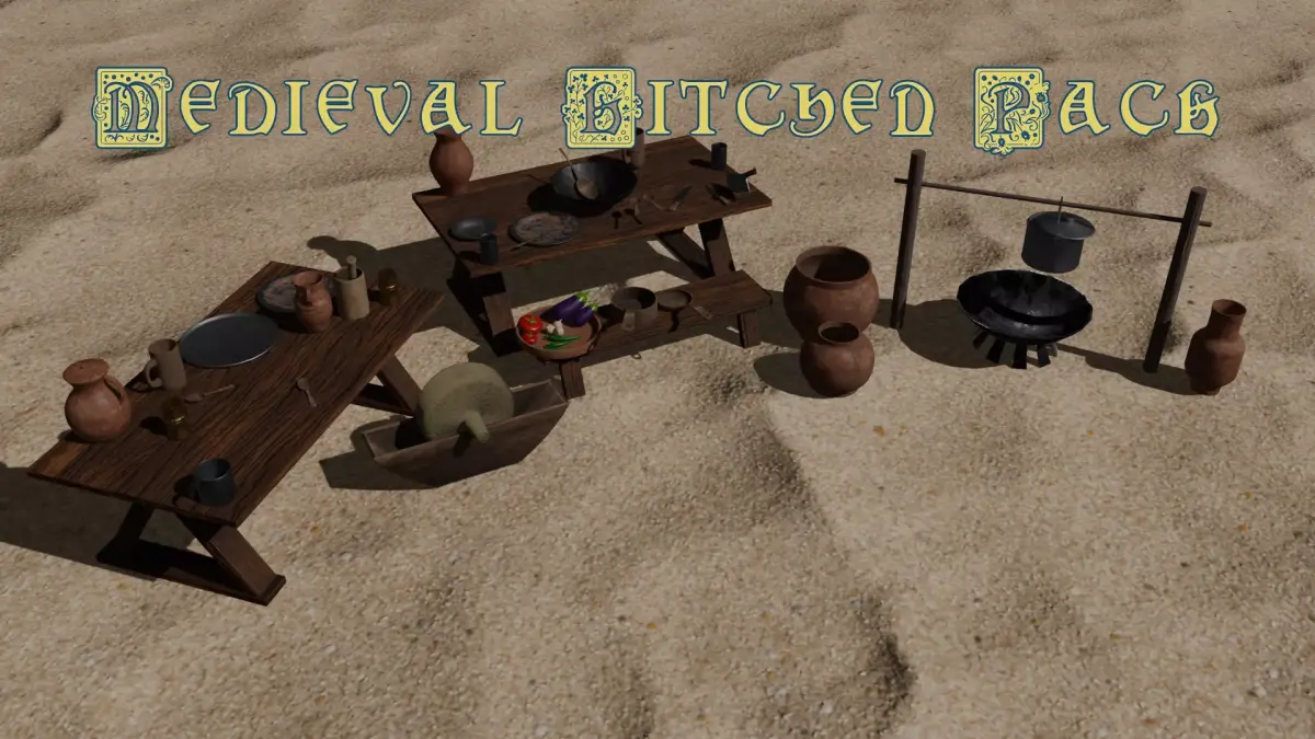 Medieval Kitchen Pack Low-poly 3D model