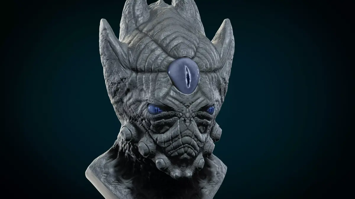 Alien bust of dragon 3D print model
