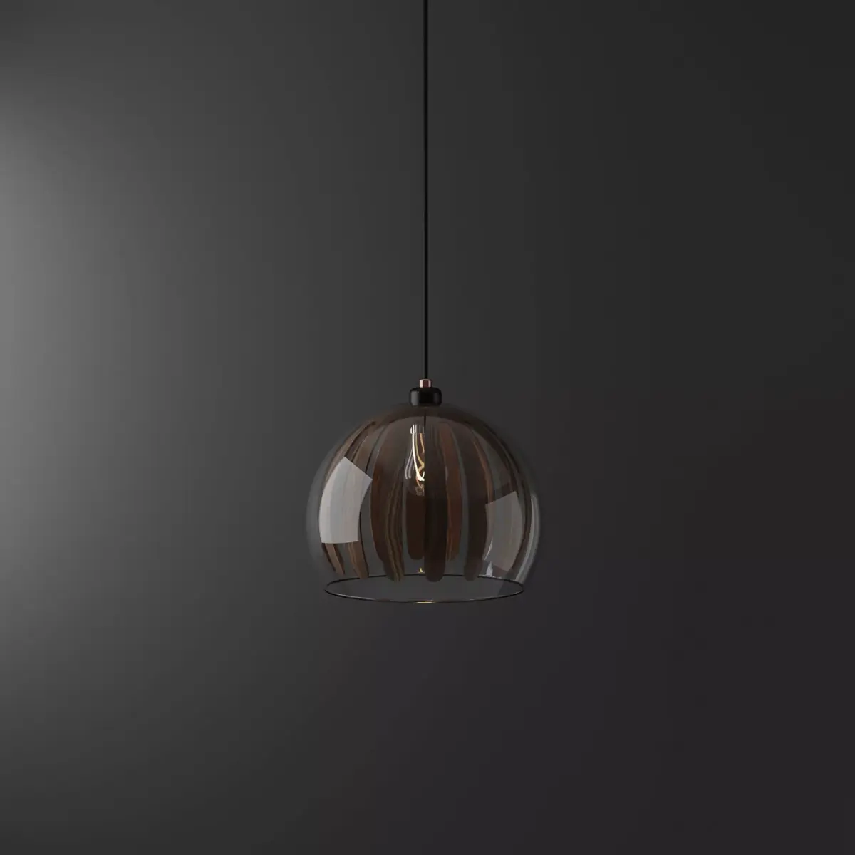 Simple Glass Lamp With Wood Details Free 3D model