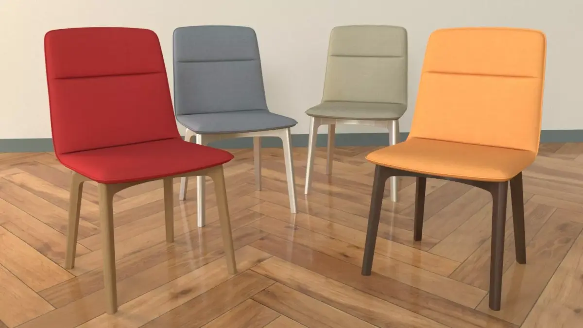 Armchair 3D Model four different colored chairs Free low-poly 3D model