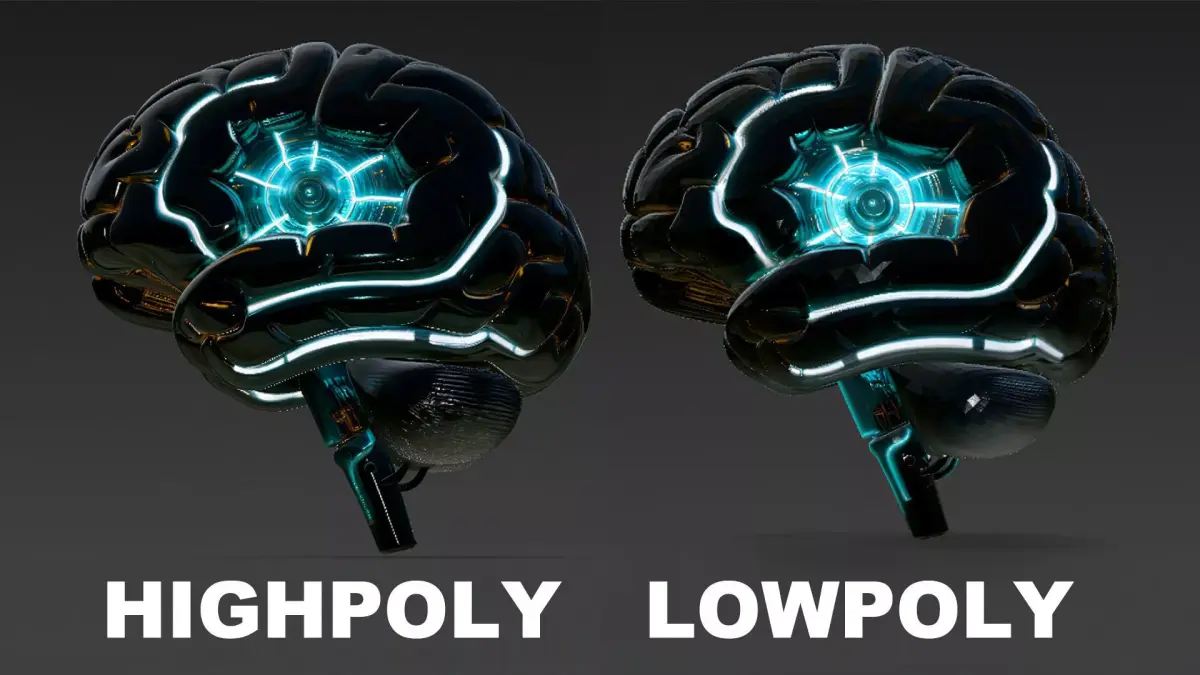 Black Cyan Cyberpunk Tech Brain Model Bundle 3D model