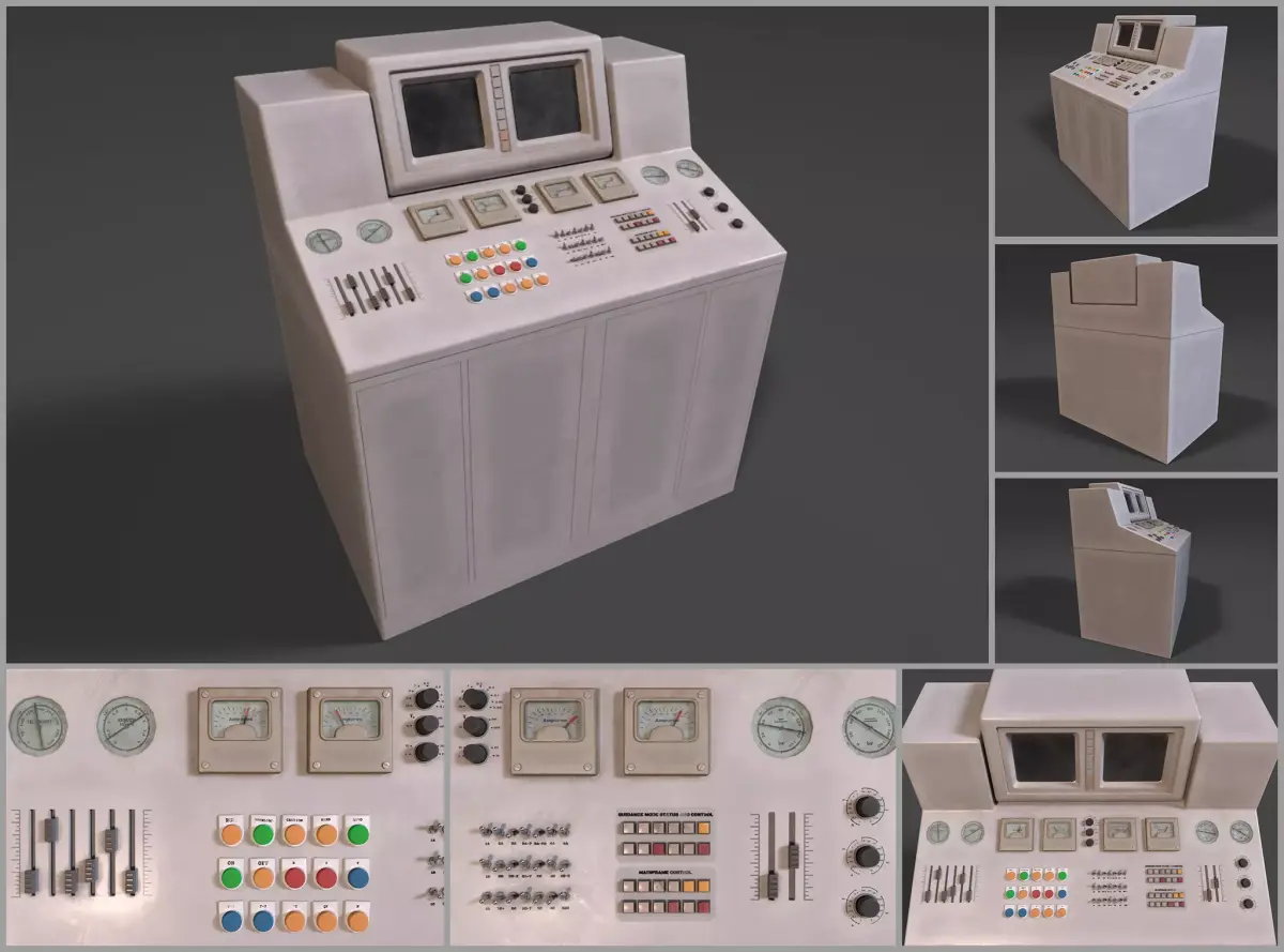 Stylized Retro Control Console Low-poly 3D model