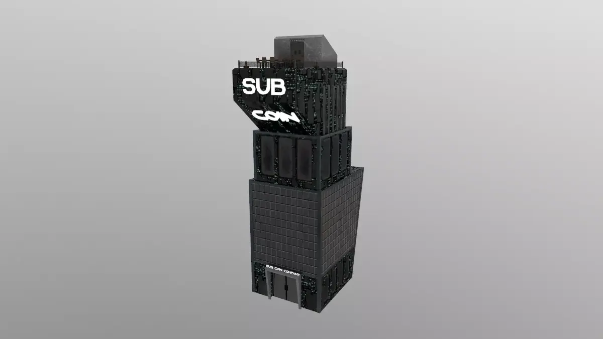 Cyberpunk City - Building 19 - Sub Coin Skyscraper Low-poly 3D model