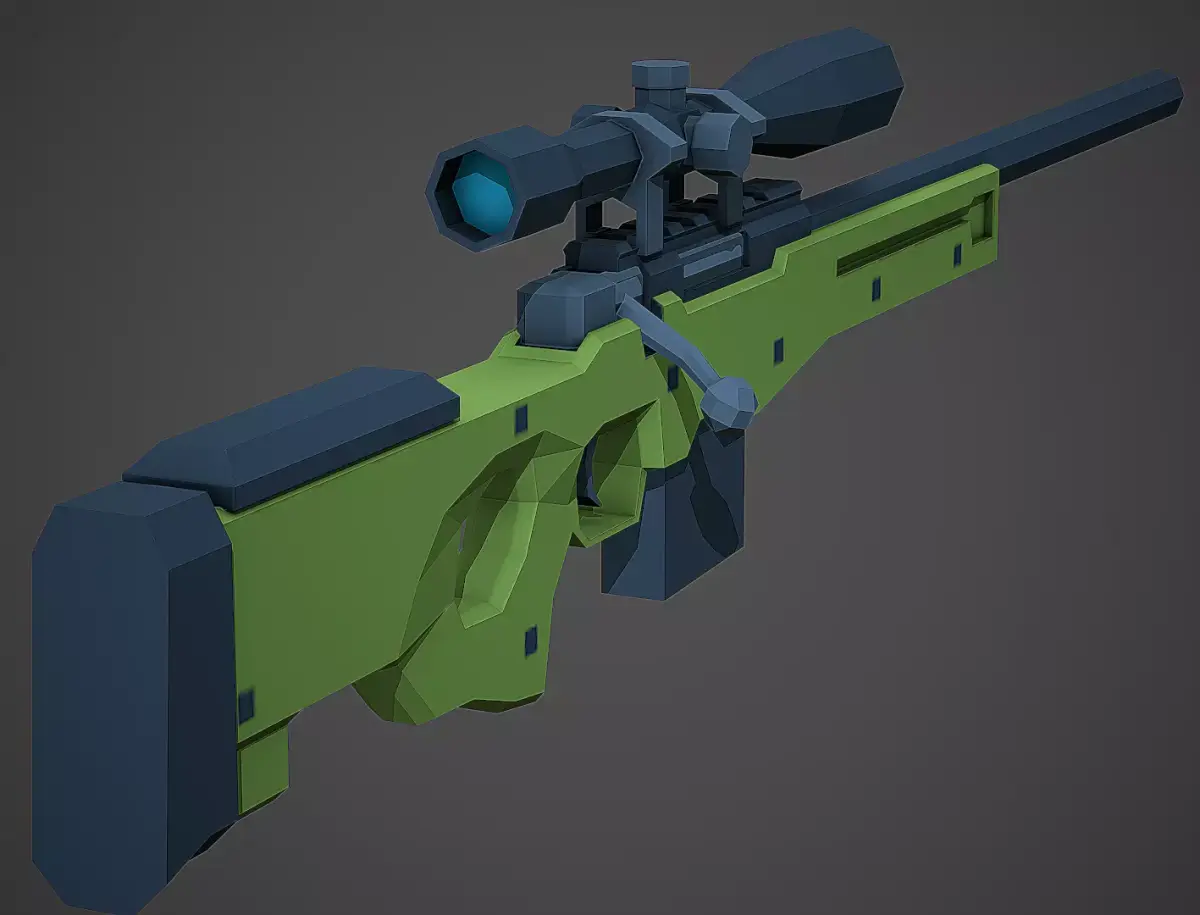 Stylized AWP Sniper Low Poly Mobile Ready Low-poly 3D model