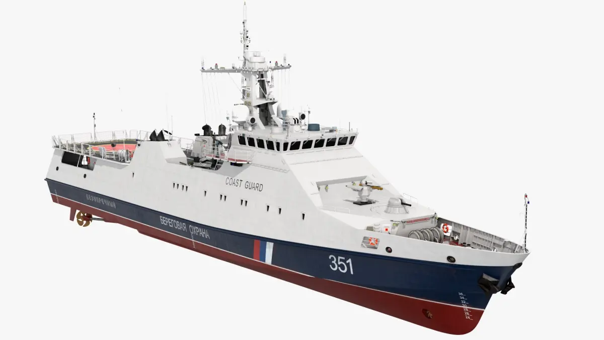 Russian Coast Guard Ship 22460 Okhotnik Rigged 3D model