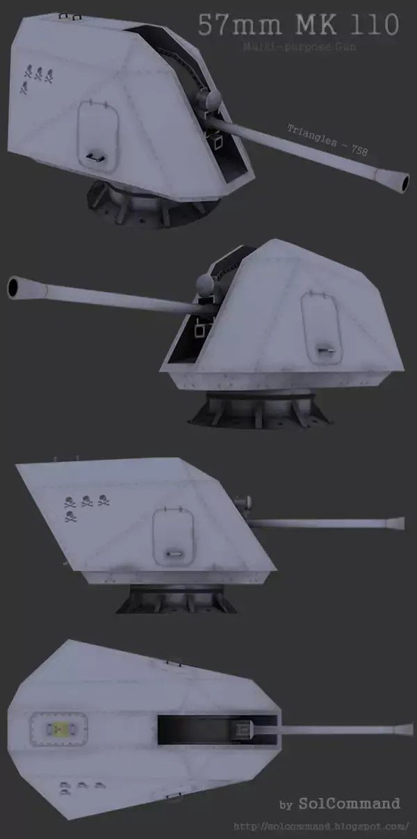 Multi purpose gun 57mm MK 110 Low-poly 3D model
