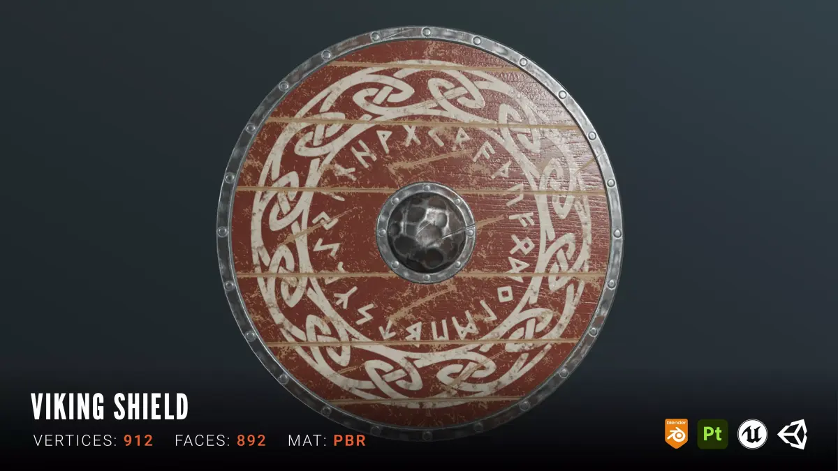 Viking Shield - Game Ready PBR Asset Low-poly 3D model get