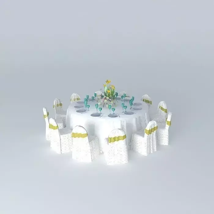 Feast table and chair Free 3D model