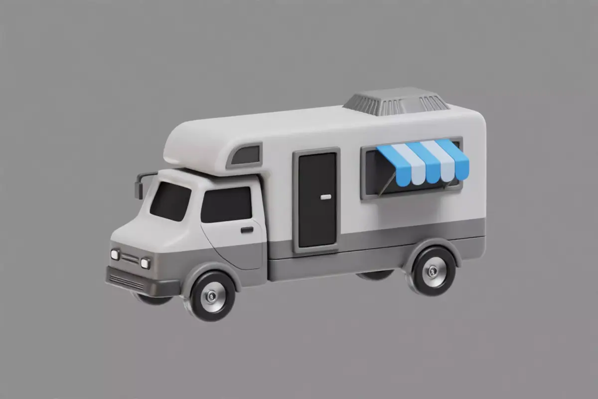 Caravan Cartoon Low-poly 3D model