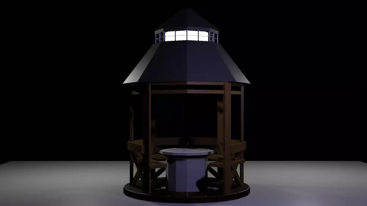 Low-Poly Outdoor BBQ Gazebo Low-poly 3D model