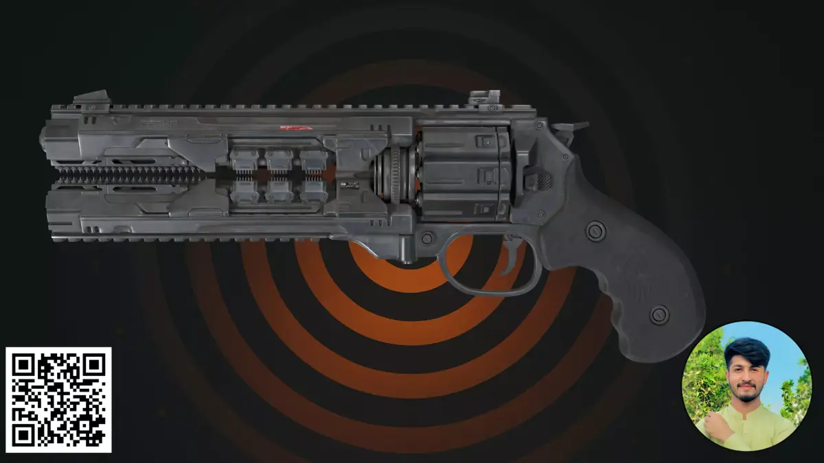 Cyberpunk Energy Revolver Iron Black 3D model