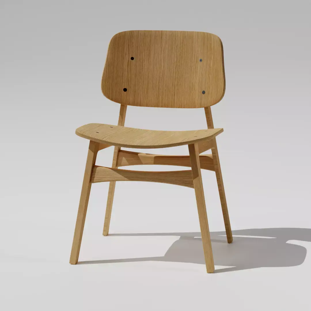 Wooden school chair  Free 3D model