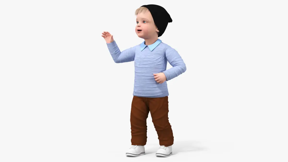 Child in Fall Clothes Rigged 3D model