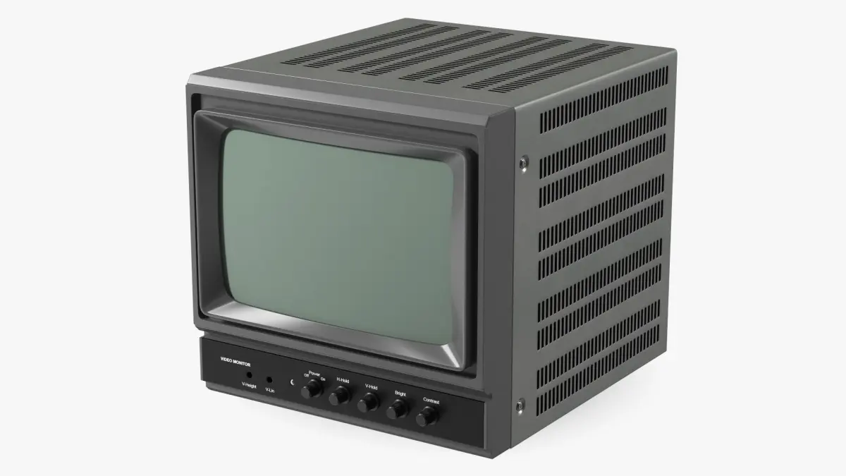 Vintage Black And White Video Monitor 3D model