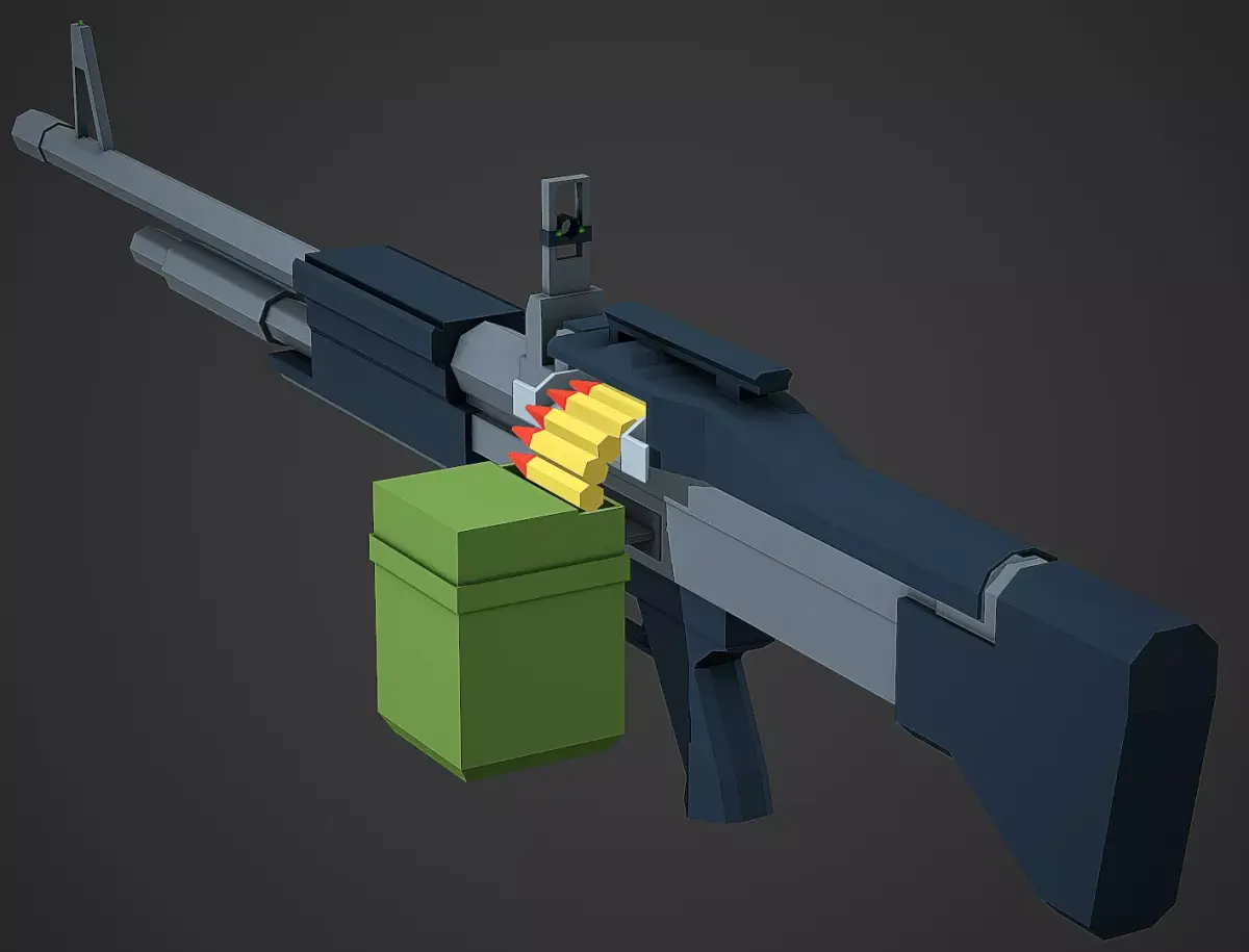 Stylized M60 LMG Low Poly Mobile Ready Low-poly 3D model