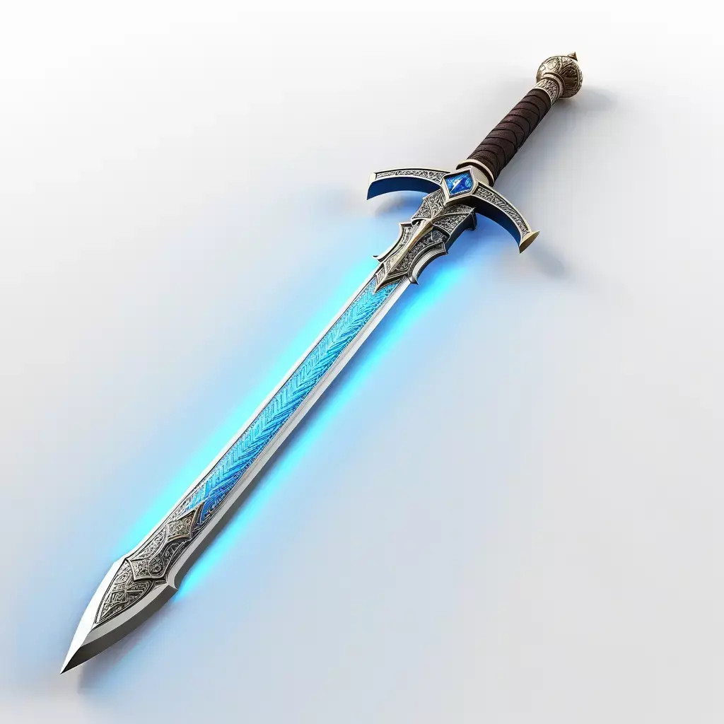 Glowing Magical Sword with Runes 3D model