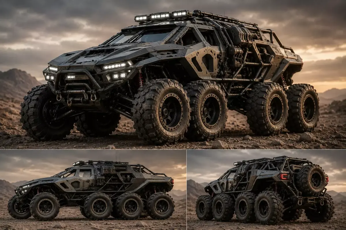 8x8 Monster Truck STL File 3D Print Futuristic Military Vehicle 3D print model