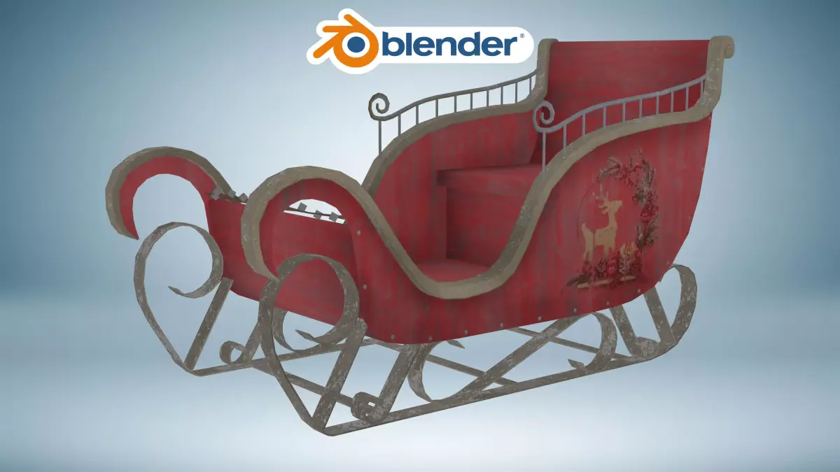 Santa Claus Christmas Xmas Sleigh Low-poly 3D model