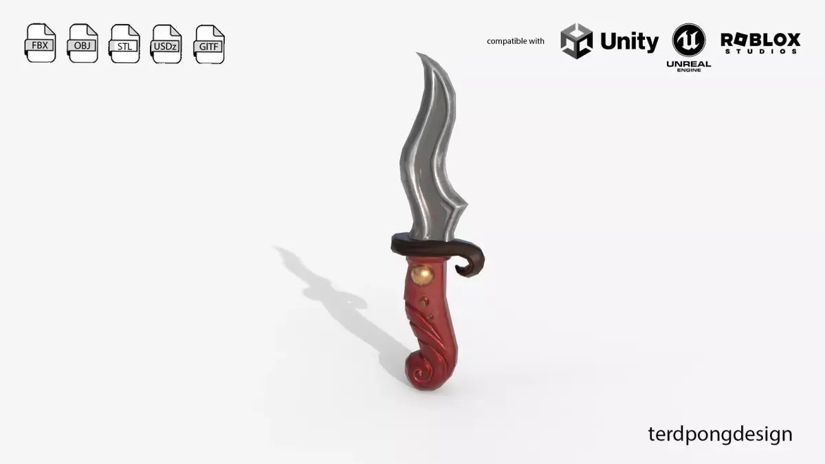 Stylized Fantasy Dagger - Low Poly Game Ready Sword Low-poly 3D model
