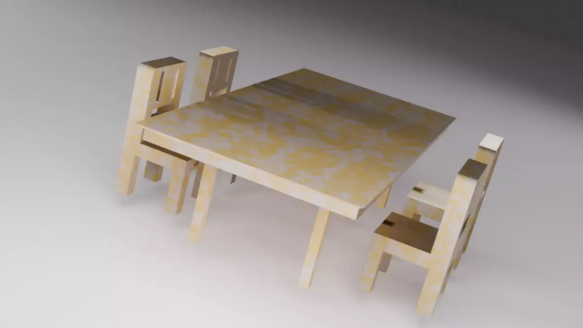 Table and Chairs 3D Model Low-poly 3D model