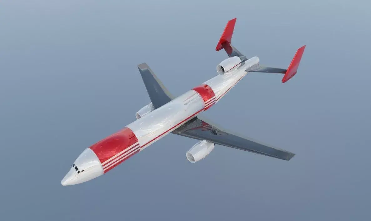 Trijet Widebody Concept - Custom made Jetliner Low-poly 3D model