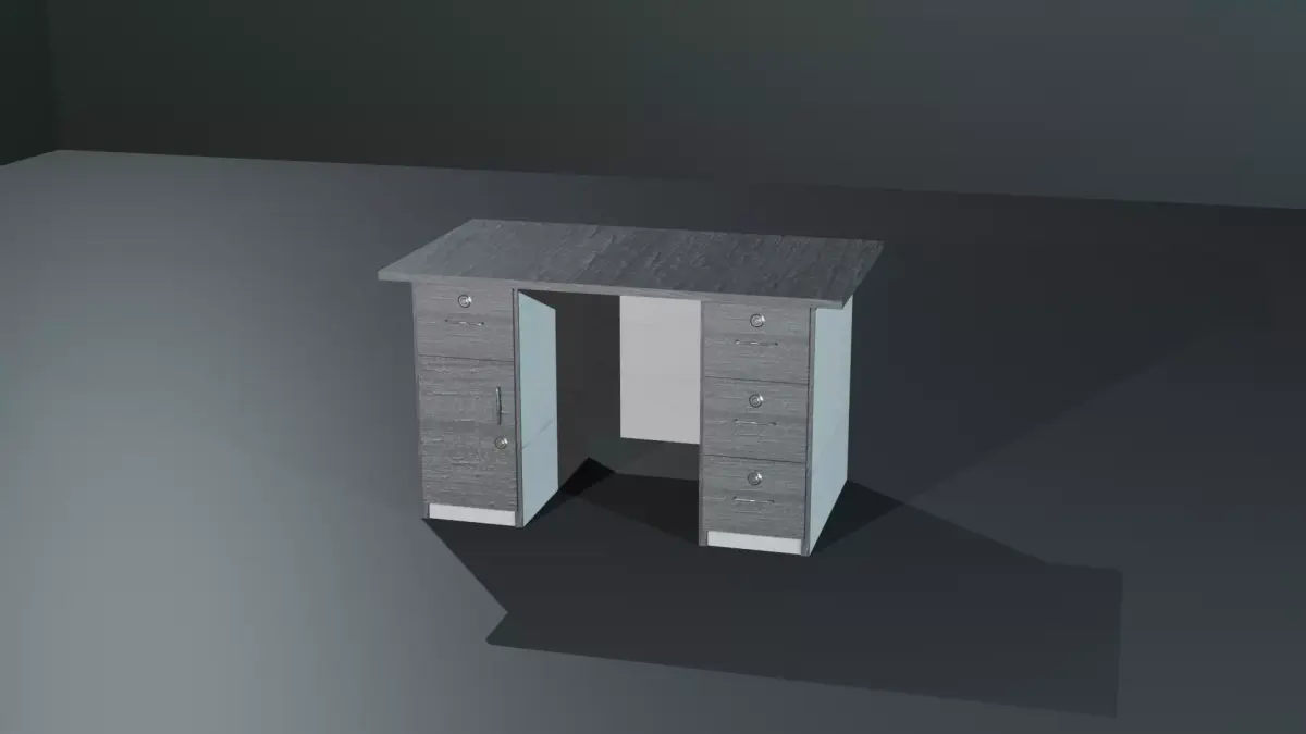 Monochome Office Desk Free low-poly 3D model