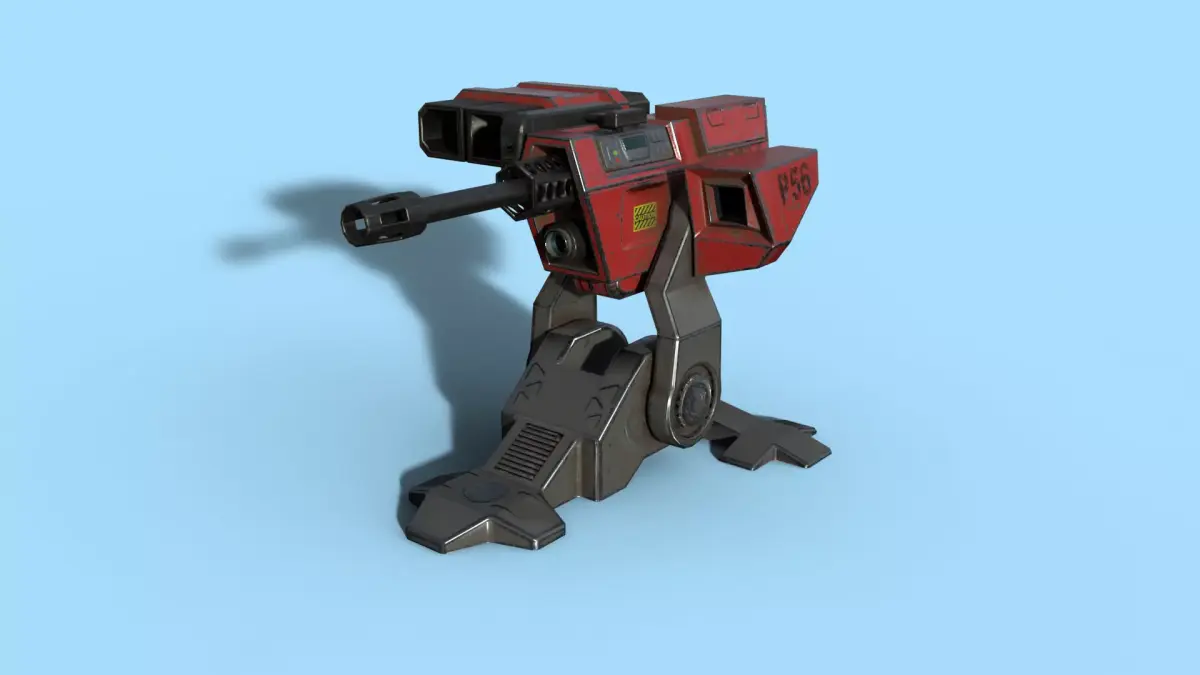 Lowpoly Turret robot Low-poly 3D model