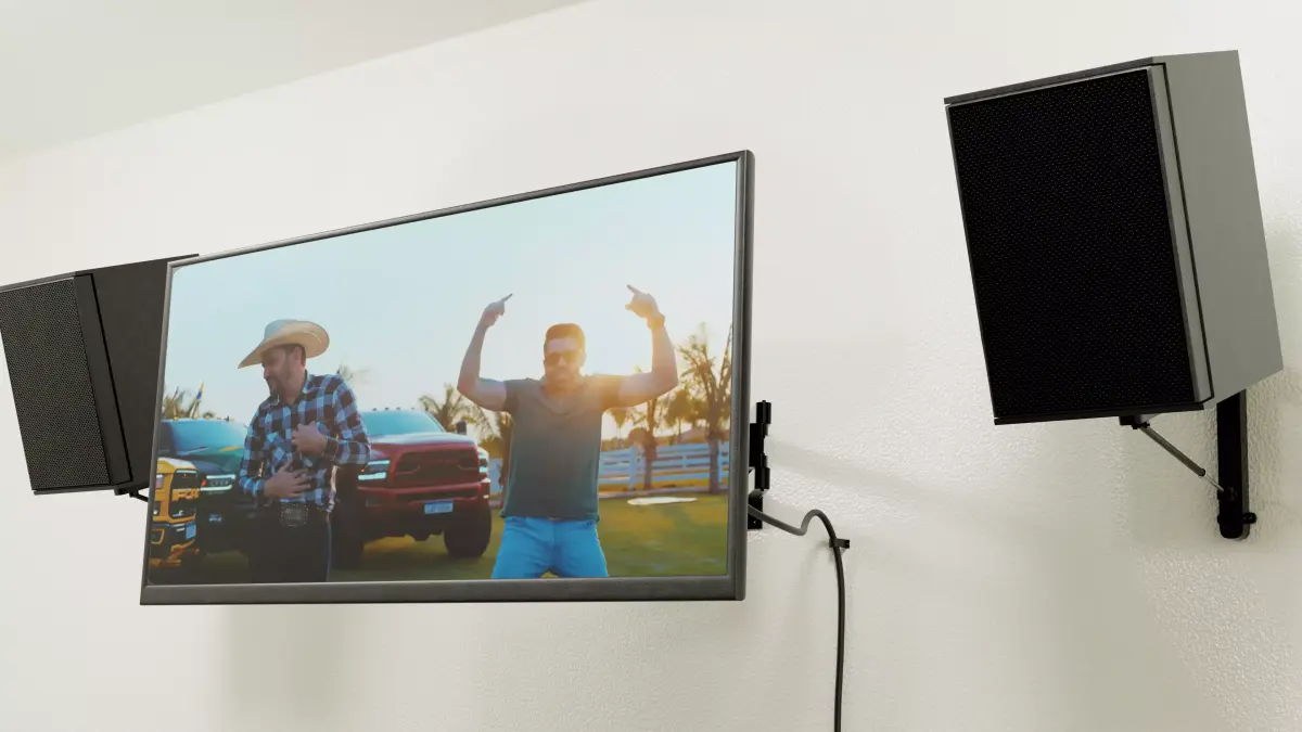 Realistic TV Entertainment Set with Articulated Wall Mounts 3D model