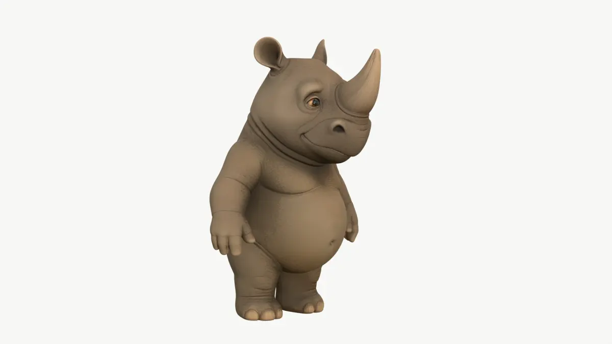 High-Quality Stylized Cartoon Rhinoceros 3D model