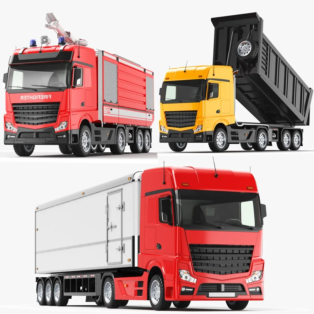 Detailed Three Trucks 02 3D model