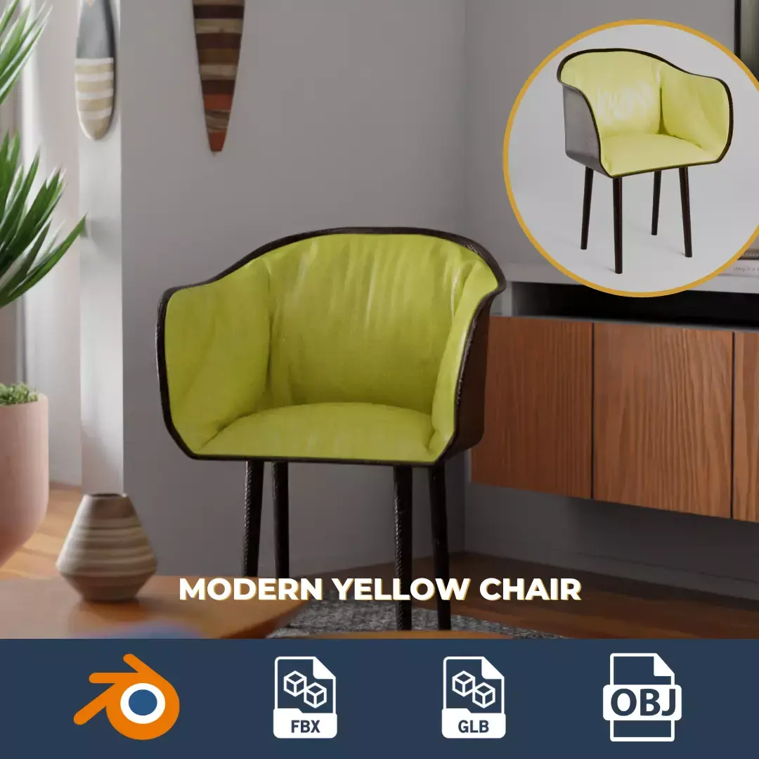 Modern Yellow Plastic Chair Free 3D model