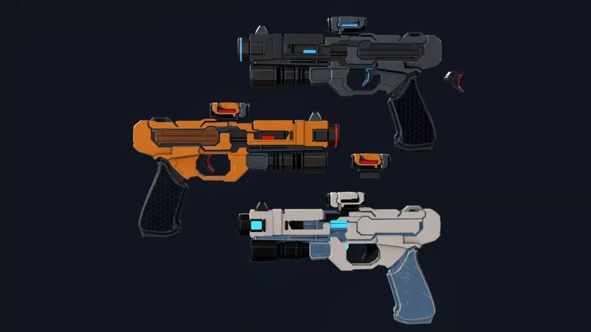 Sci-Fi Blaster Pistol Low-poly 3D model purchase