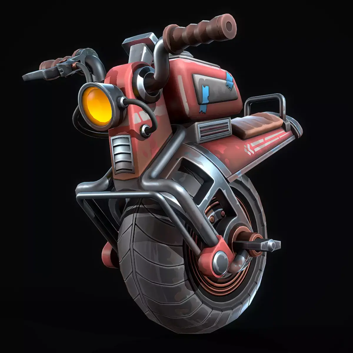 Stylized Monocycle Low-poly 3D model