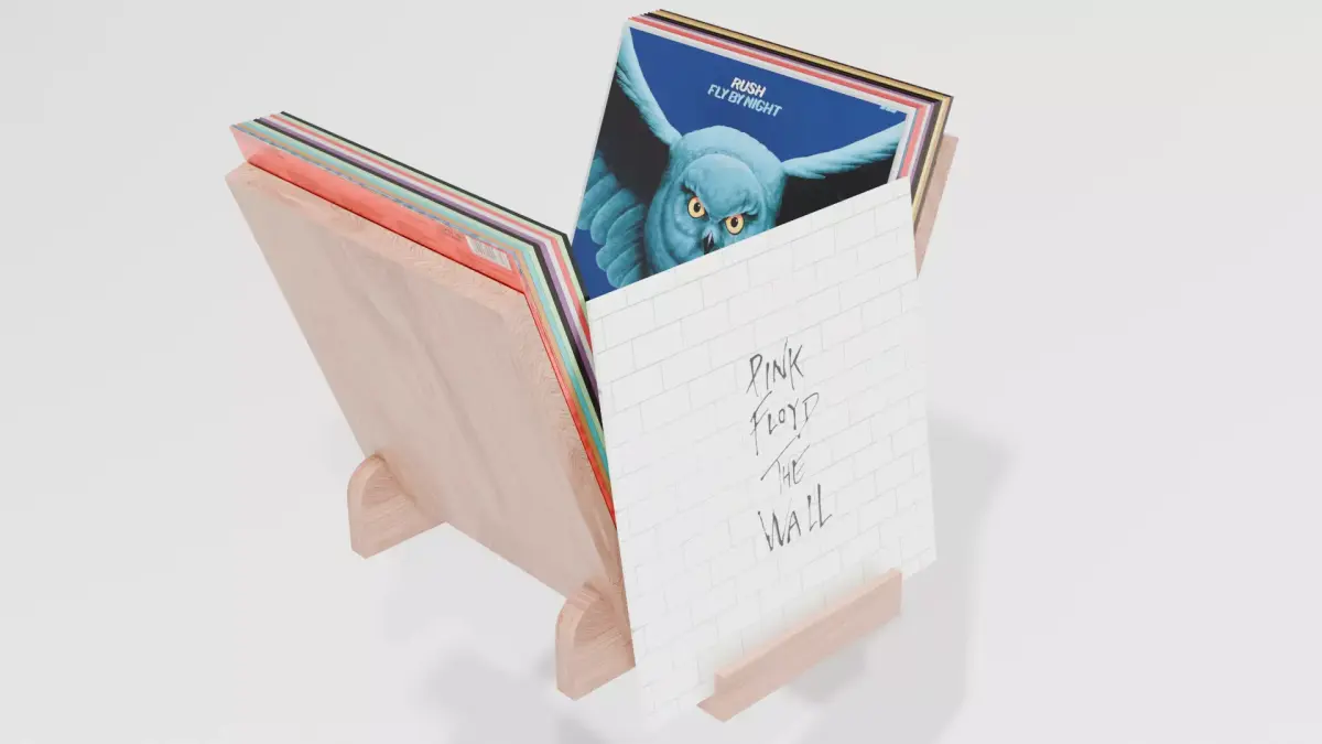 Basic Wood Vinyl Record Holder Free low-poly 3D model