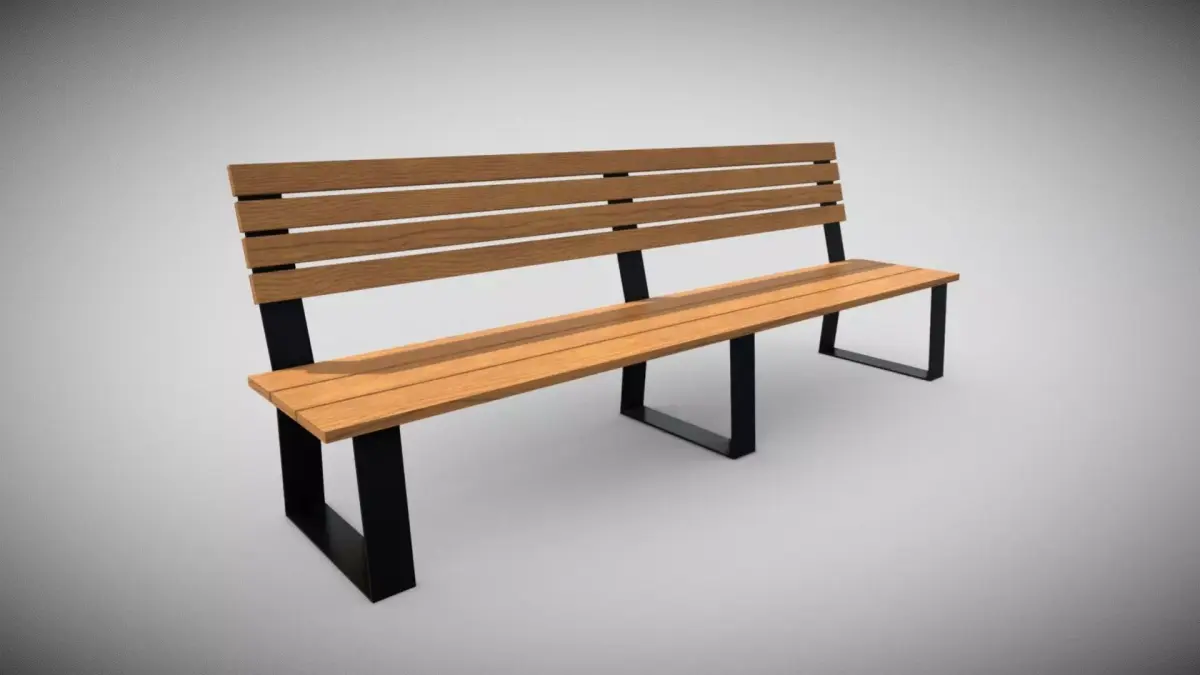 Modern Outdoor Bench  Low-poly 3D model