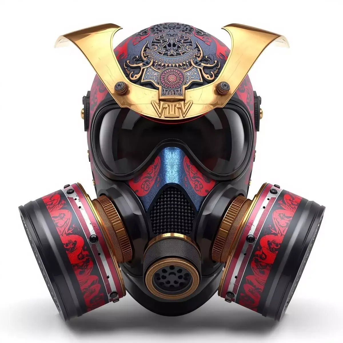 Samurai Gas Mask 3D Model Ancient Warrior Fusion Low-poly 3D model