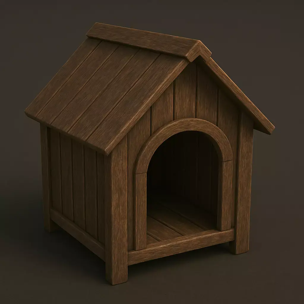 Rustic Wooden Dog House 3D Model 3D model