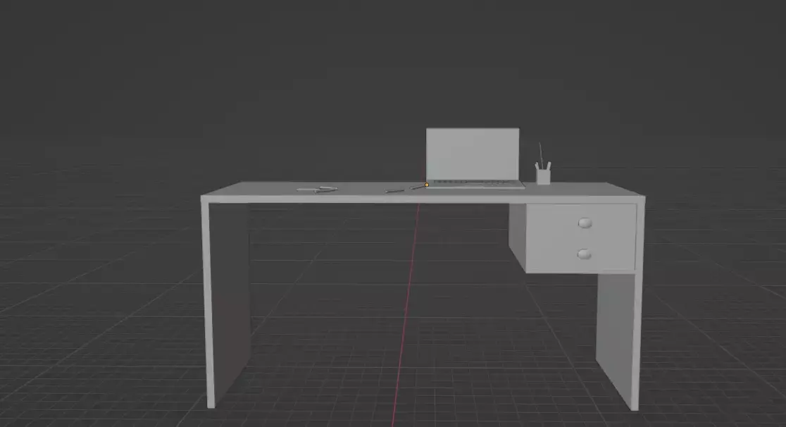 Realistic Low Poly Office Desk Scene with laptop Free low-poly 3D model