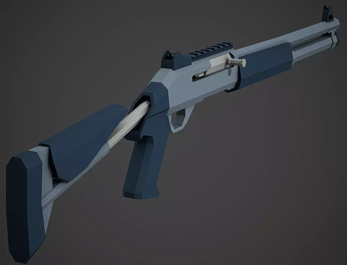 Stylized M1014 Shotgun Low Poly Mobile Ready Low-poly 3D model