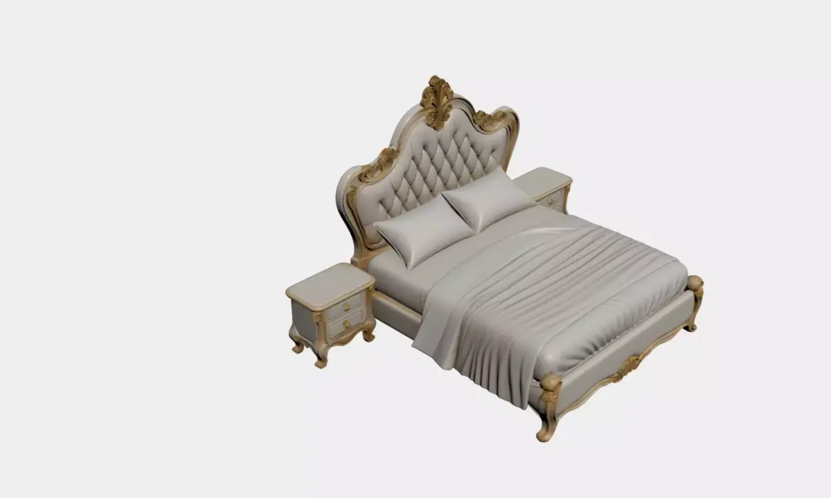 Italian concept bed and two dresser 3D model set Free 3D model