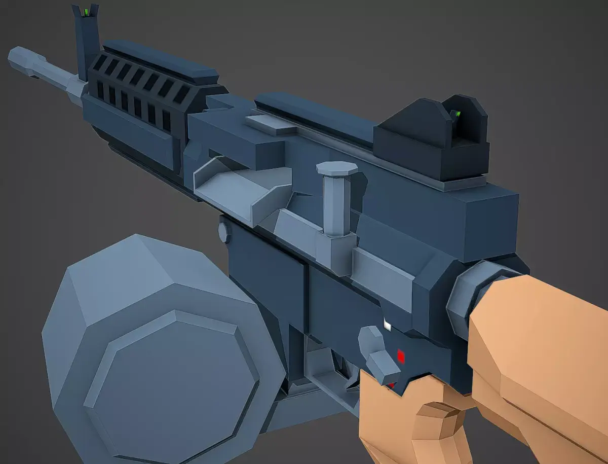 Stylized AWS Machine Gun Low Poly Mobile Ready Low-poly 3D model