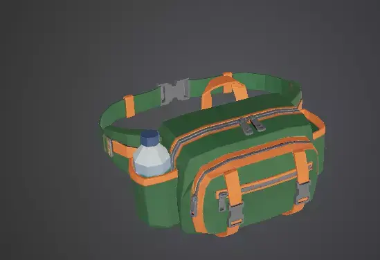 Low Poly Outdoor Fanny Pack with Water Bottle Low-poly 3D model