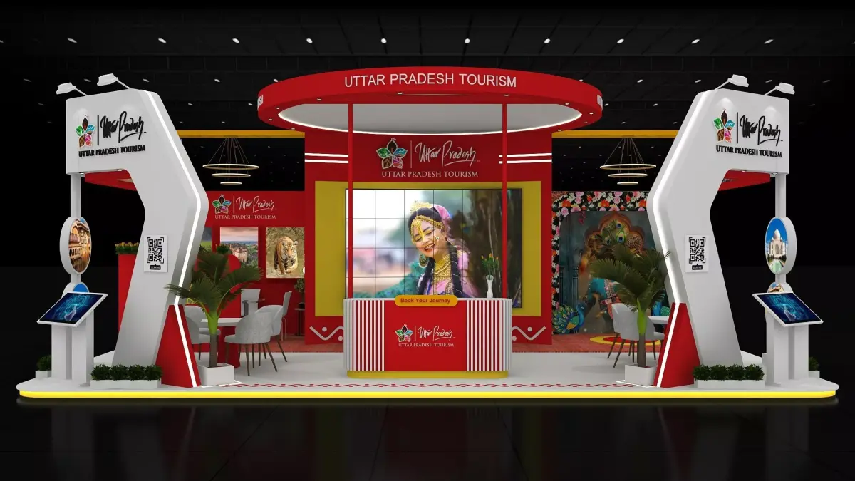 10mtr x10mtr expo stall 3side open Exhibition Stand Free low-poly 3D model