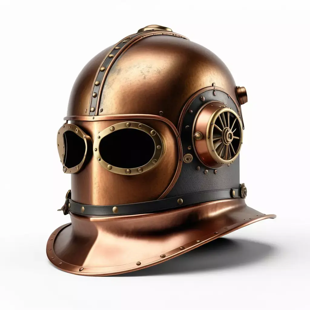 Steampunk Helmet Brass Copper Leather 3D model