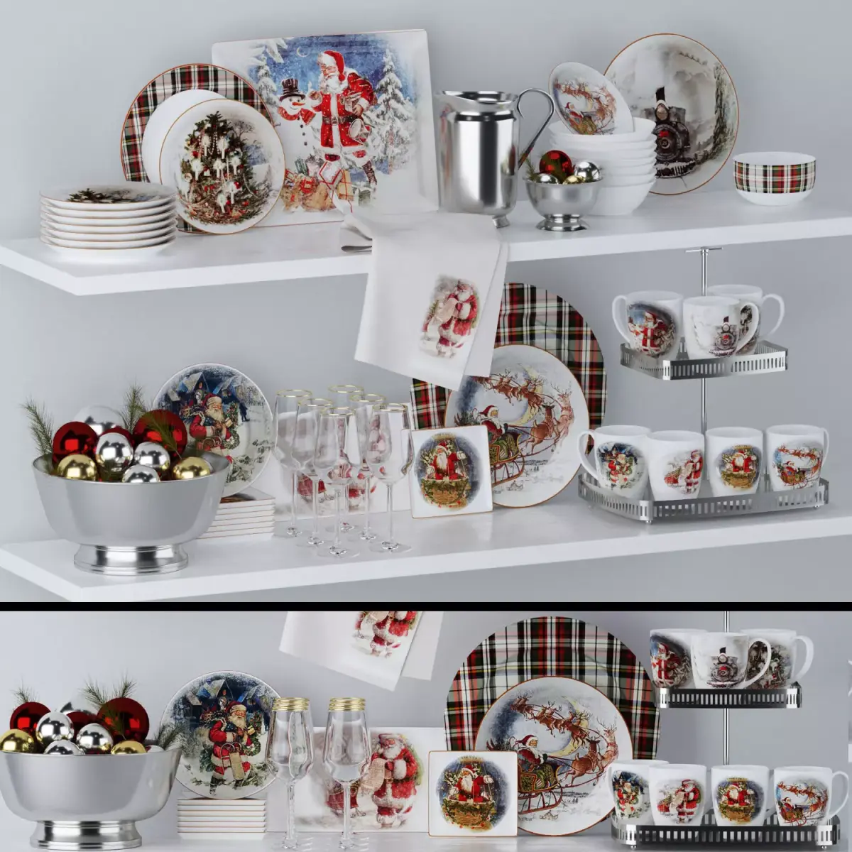 Christmas Decorative set 3D model 5