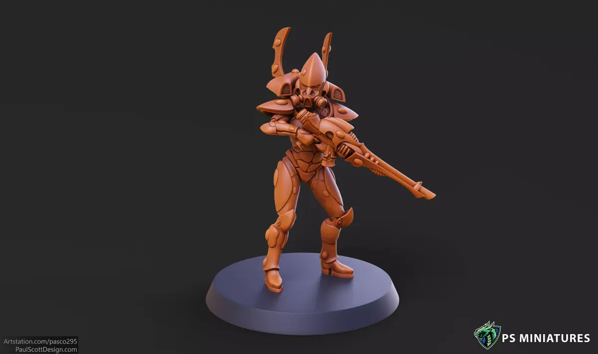 Space Elf Male Soldier Pose 1 - 8 Variants 3D print model