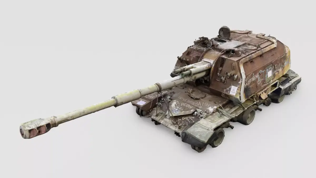 Destroyed 2S19 Msta 152 mm self-propelled howitzer M1990 3D model shop